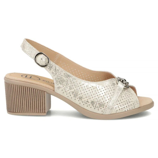 Women's leather sandals on a block, gold Filippo DS7645 Filippo