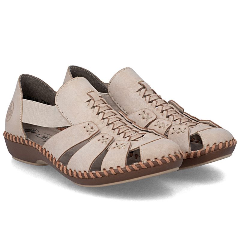 Beige women's leather sandals Rieker M1679-60 Rieker