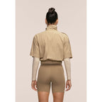 CASALL Women's Active Short Sleeve Track Jacket, Sand Color