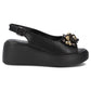 Women's leather wedge sandals, black, Filippo DS7577