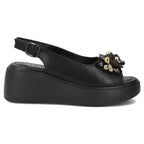 Women's leather wedge sandals, black, Filippo DS7577 Filippo