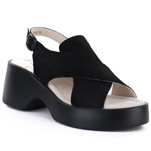 Women's leather sandals on a black platform S.Barski 7005 S.Barski