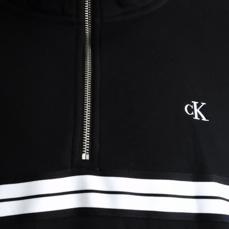 Calvin Klein Zip Fleece Hoodie Logo Tape Black - LZ04RE285G-UB1