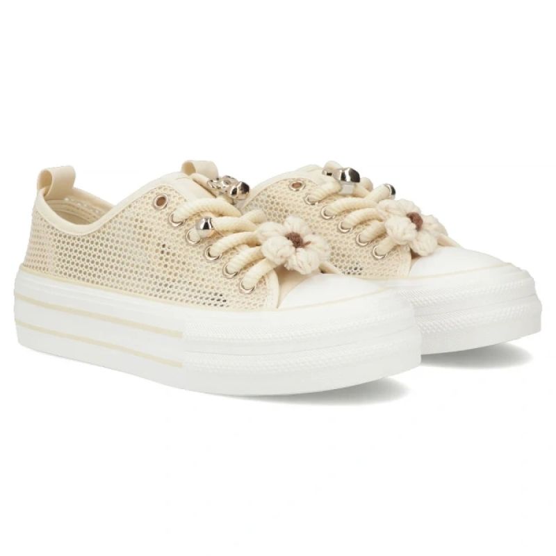 Women's mesh sneakers on the platform, beige, Filippo DTN7855 Filippo