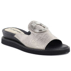 Women's silver low wedge flip-flops M.Daszyński MR2267-7 M. Daszyński