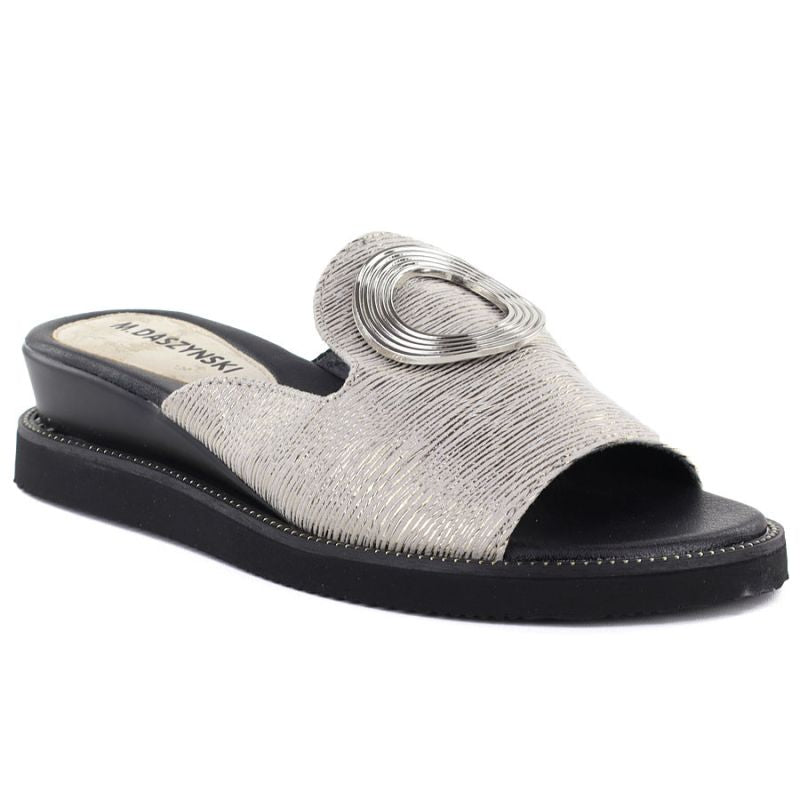 Women's silver low wedge flip-flops M.Daszyński MR2267-7 M. Daszyński