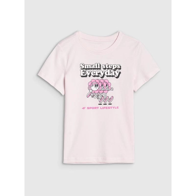 Girls' regular T-shirt with print 4F 4FJRSS25TTSHF2585-12S *Kategoria tymczasowa Your Sports Performance