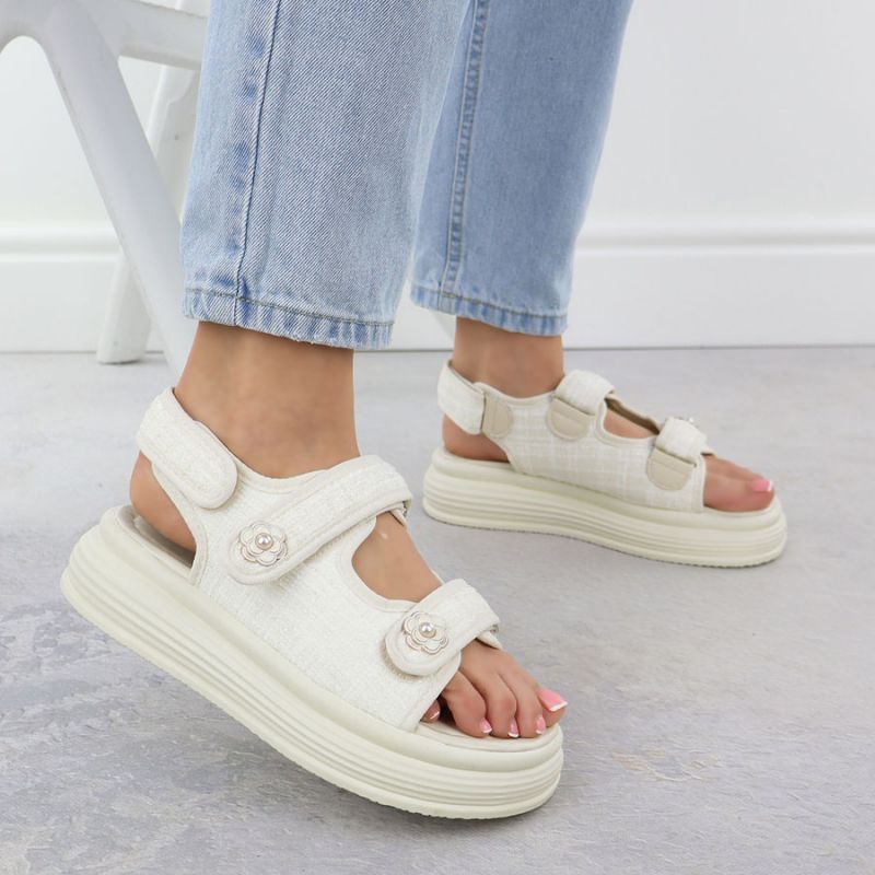 Women's cream platform sandals Potocki PY16337 Footwear Your Sports Performance