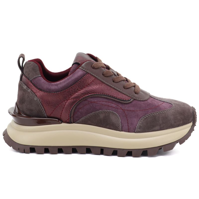 Leather platform sneakers burgundy Artiker 59C0009