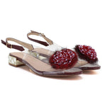 Women’s Transparent Embellished Sandals, Burgundy D&A MR62-9072