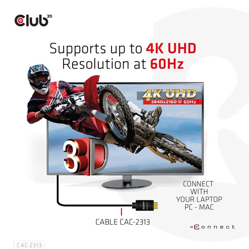 CLUB3D HDMI 2.0 4K60Hz RedMere cable 10m/32.8ft Kable i adaptery/Kable HDMI Your Sports Performance