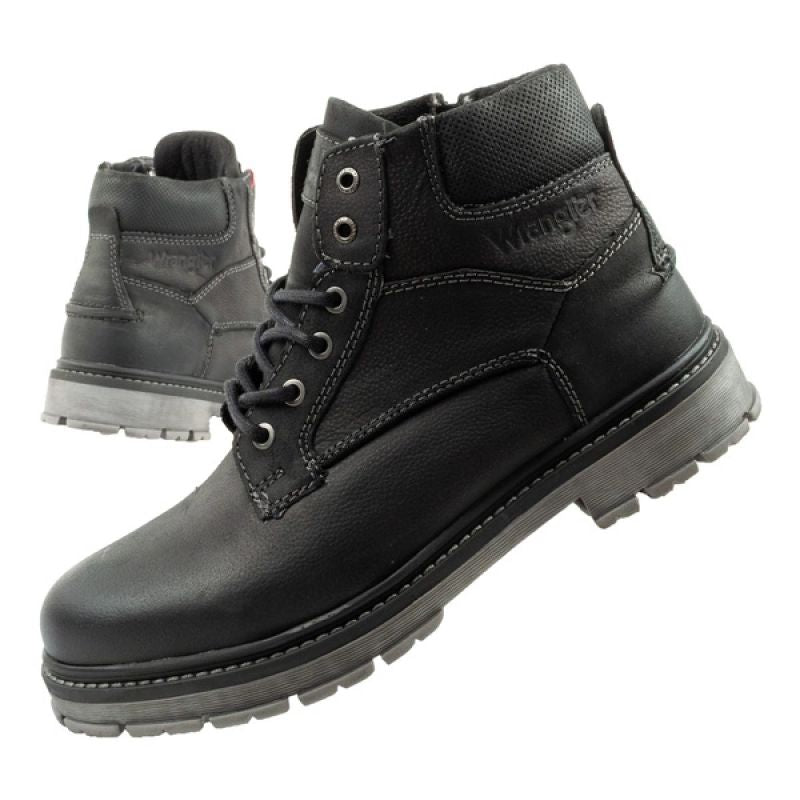 Wrangler Allan Mid men's boots, Chelsea boots, elegant leather, black Wrangler