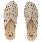 Leather wedge sandals with closed heel, beige, Filippo DK6818 Filippo