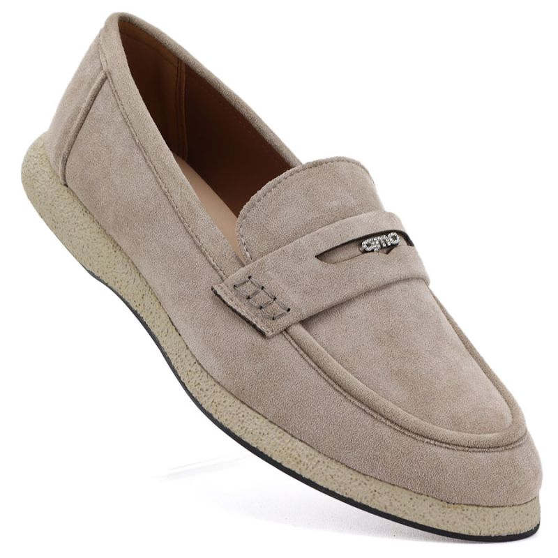 Women's suede moccasins in beige Vinceza 62273 Vinceza