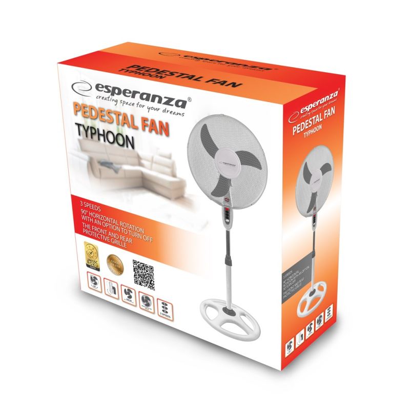 Esperanza Typhoon EHF002WE pedestal fan (white, gray) AGD - Produkty/Wentylatory Your Sports Performance