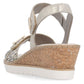 Women's gold leather wedge sandals Remonte by Rieker R6266-90 Rieker