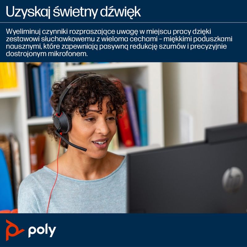 Poly Blackwire 5210 Monaural USB-C Headset +3.5mm Plug +USB-C/A Adapter (Bulk) Akcesoria GSM/Słuchawki przewodowe Your Sports Performance