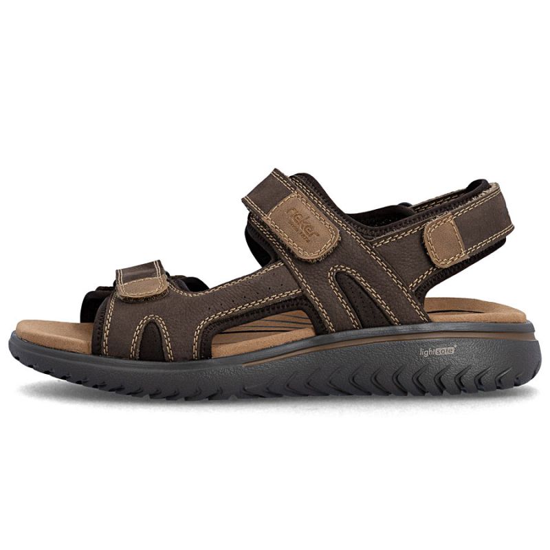 Men's brown leather sandals with Velcro Rieker 26450-26 Rieker