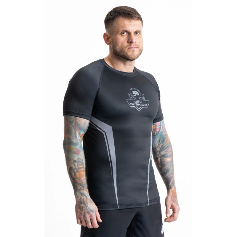 Gray short sleeve rashguard with DBX Bushido logo ODZIEŻ - Koszulki treningowe Your Sports Performance