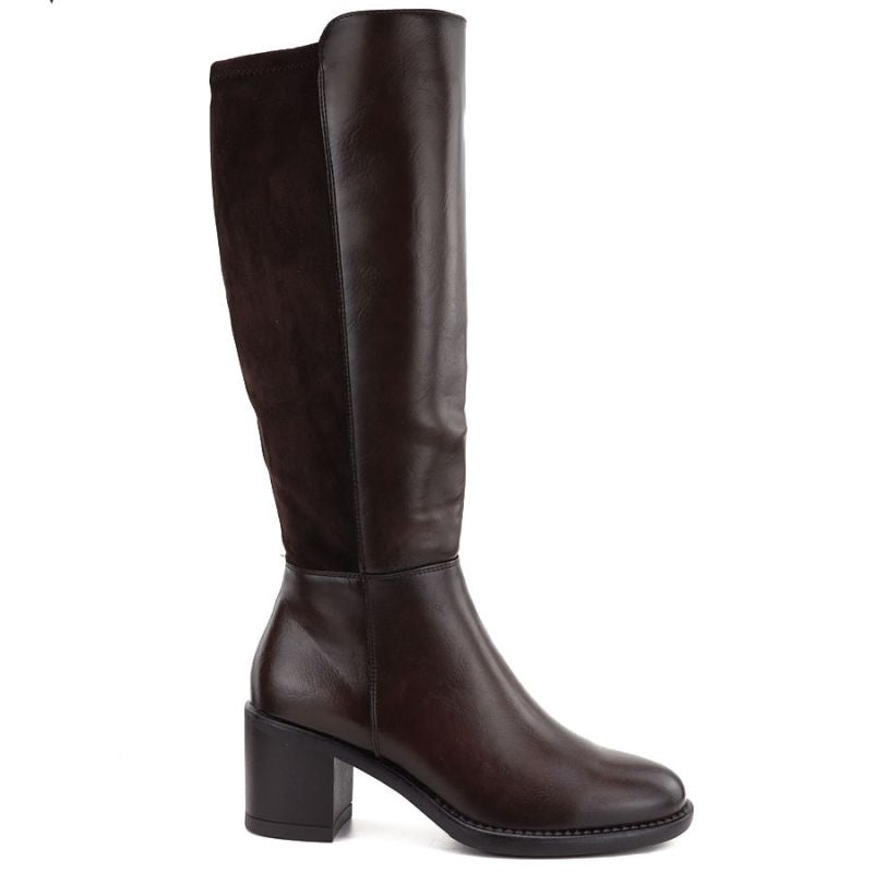 Women's high-heeled stretch boots, brown, Vinceza 58652