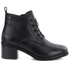 Women's leather lace-up high-heeled ankle boots, black, Vinceza EN27-133107