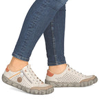 Women's leather openwork shoes, beige, Rieker L0355-61 To be categorized Your Sports Performance