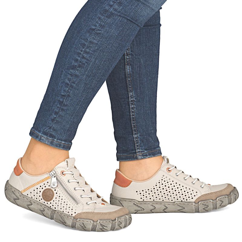 Women's leather openwork shoes, beige, Rieker L0355-61 To be categorized Your Sports Performance
