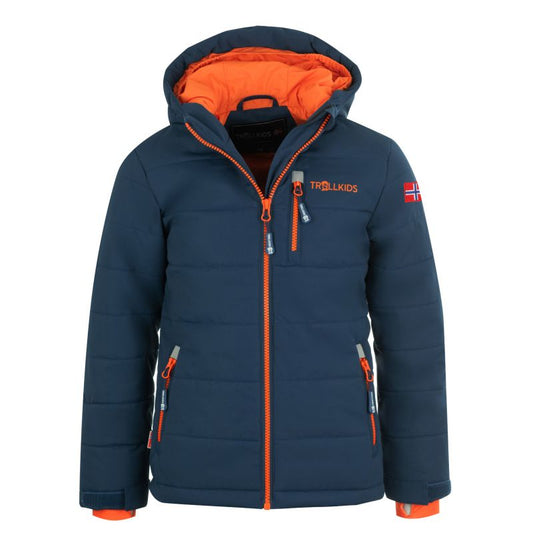 Trollkids Kids Hemsedal Snow Jacket XT mystic blue/orange abrasion-resistant blue (513-142) In preparation Your Sports Performance