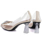 Transparent pumps with a bow on a decorative heel Vinceza 62275 Vinceza