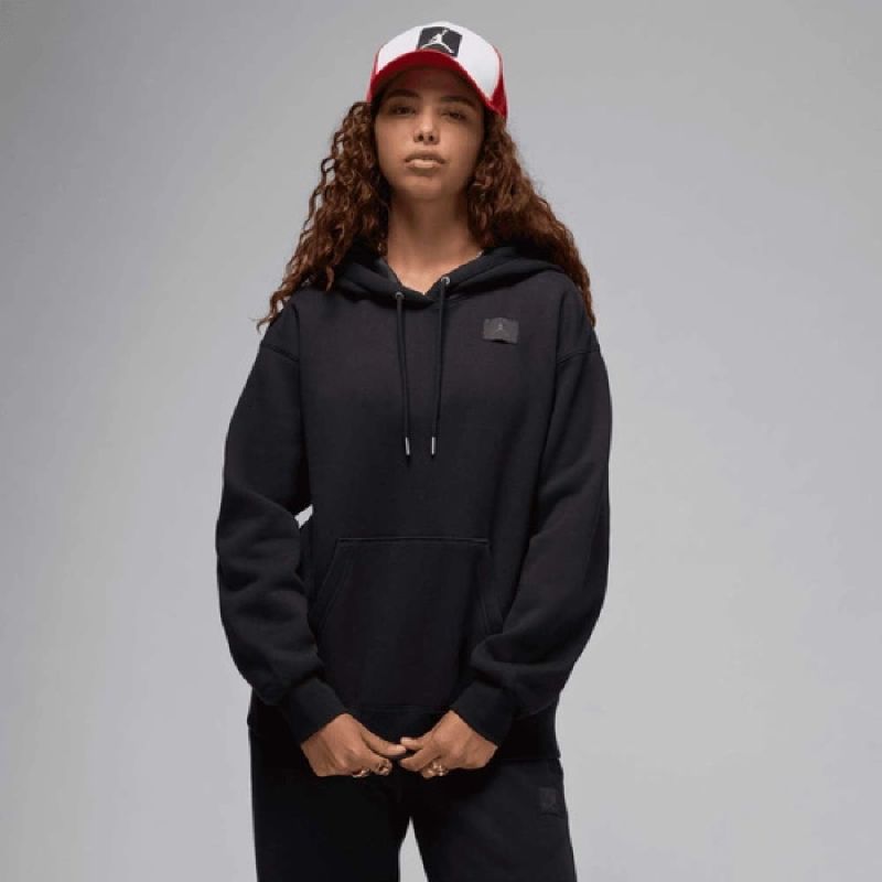 Women's Air Jordan Flight Fleece Satin-Lined Pullover Hoodie Black - FV7050-010 AIR Jordan