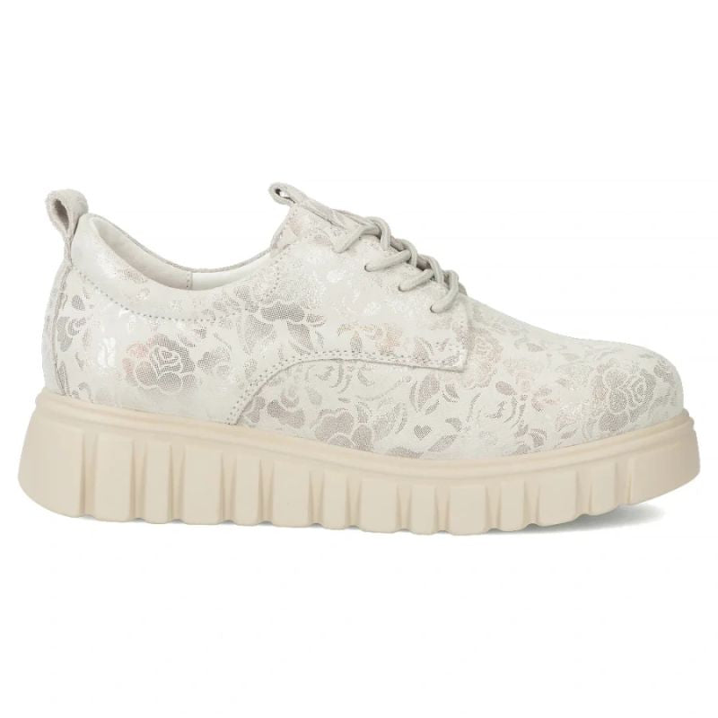 Filippo Silver Floral Leather Platform Shoes DP6846 Filippo