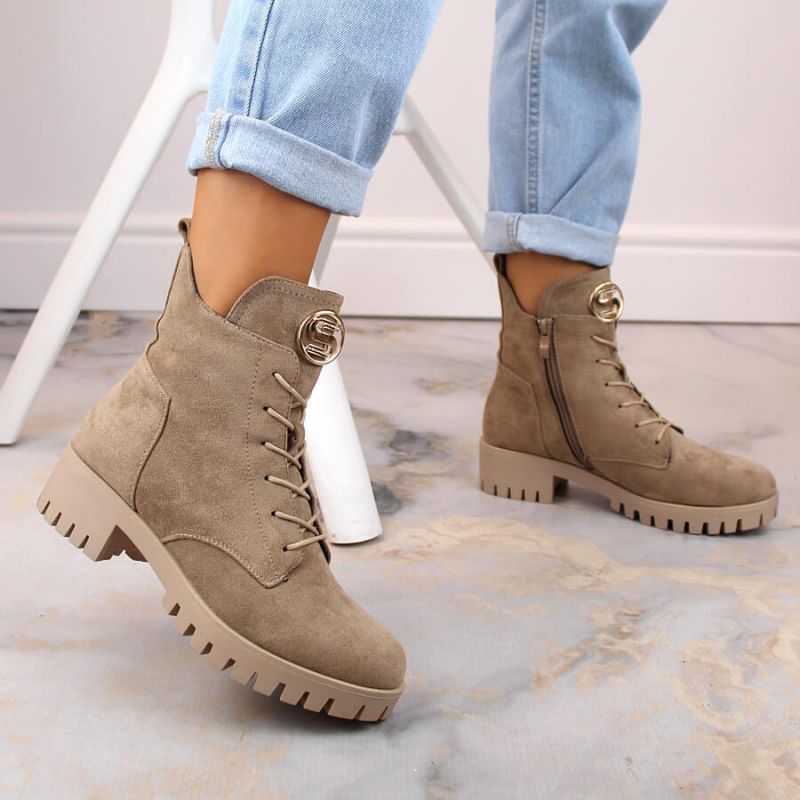 Insulated suede ankle boots with high heel and platform M.Daszyński W SAN22, beige Footwear/Lifestyle/M.Daszyński Your Sports Performance