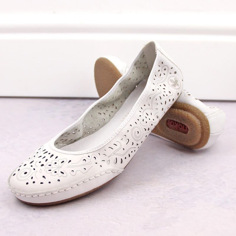 Rieker W RKR649 comfortable leather openwork shoes, white Footwear/Lifestyle/Rieker Your Sports Performance