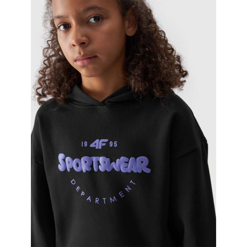 Girls' sweatshirt with hood, open, 4F Junior 4FJWAW24TSWSF1213-20S *Kategoria tymczasowa Your Sports Performance
