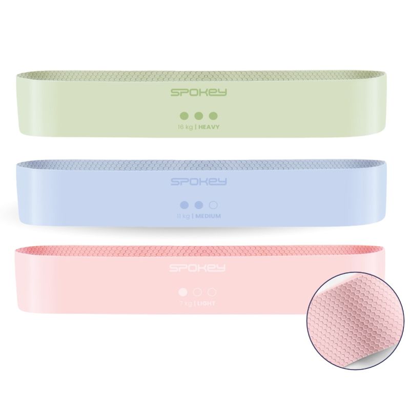 A set of three training bands with an anti-slip structure, Spokey JUICY SET