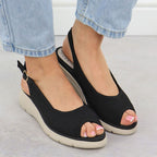 Women's black textile wedge sandals Vinceza 97303 Footwear Your Sports Performance