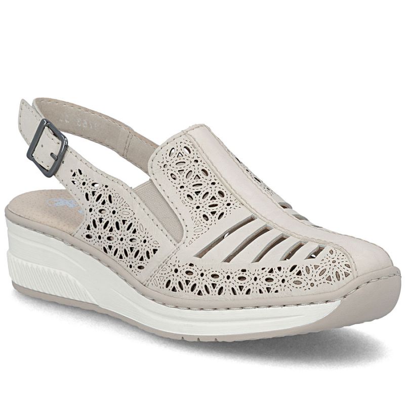 Women's beige leather wedge sandals Rieker 48763-60 To be categorized Your Sports Performance