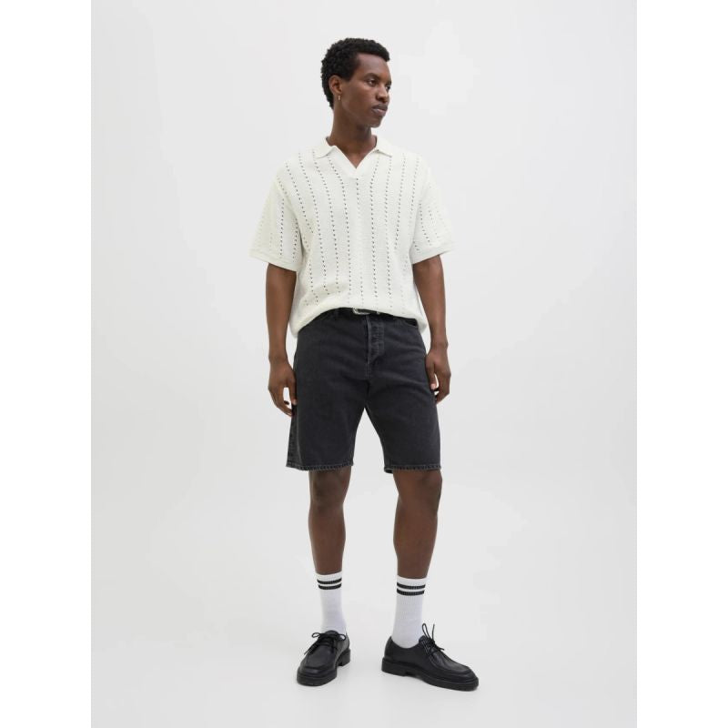 Jack&Jones men's T-shirt JORPAROS KNIT ESTER SS CROCHET POLO 12272562 SEA SALT Jack&Jones