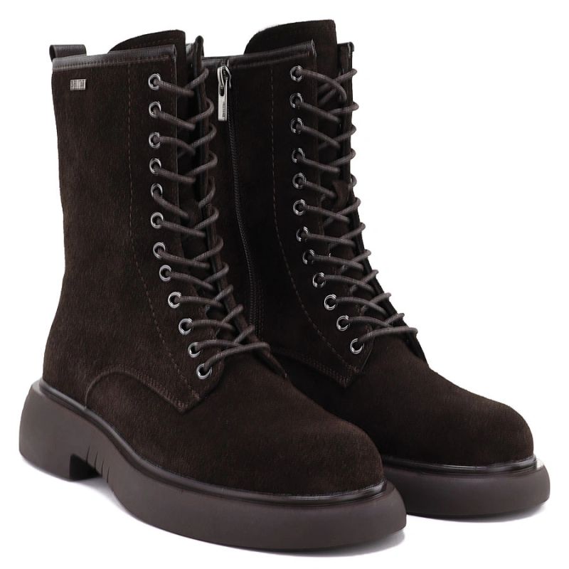 Women's leather ankle boots, suede, chocolate Big Star UU274612