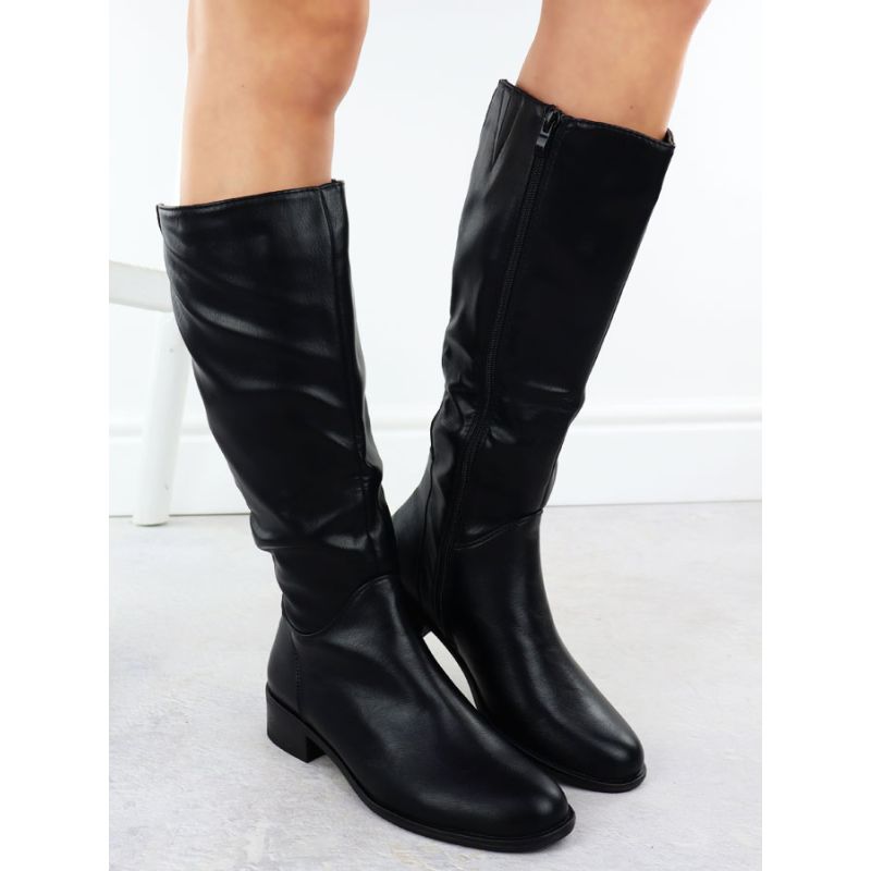 Jezzi ASA198-19 women's black leather boots Footwear Your Sports Performance