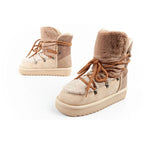 D.Franklin women's winter snow boots, fashionable fur lining, brown beige high D.Franklin