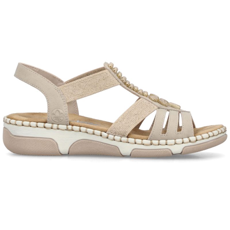 Women's beige wedge sandals Rieker 66201-62 Rieker