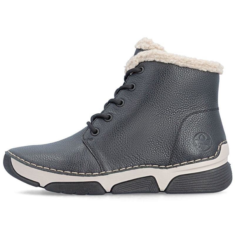 Women's leather ankle boots, insulated, black, Rieker 45946-00