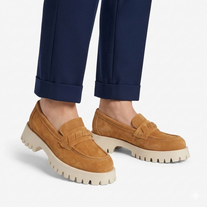 Women's leather suede brogues, camel, Filippo DP7554 Filippo