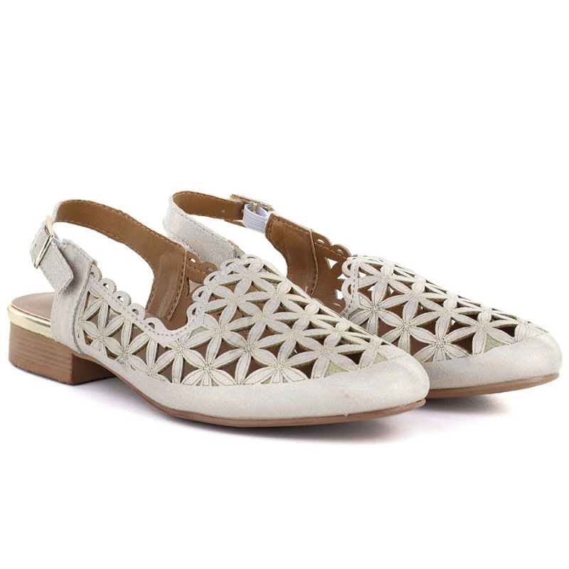 Women's low-heeled openwork gold sandals Jezzi ASA222-16 Jezzi