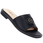 Women's black leather flip-flops S.Barski KV61-6019 S.Barski
