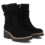 Women's leather ankle boots, ruffled, black, Filippo DBT6402