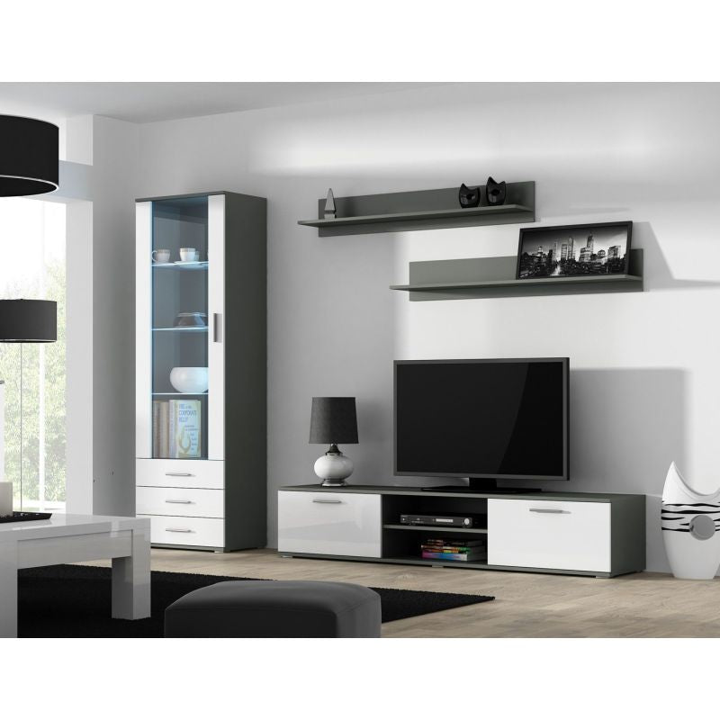 SOHO S1 display cabinet, grey/white gloss Bufety i witryny/Bufety i witryny na drewnianej podstawie Your Sports Performance