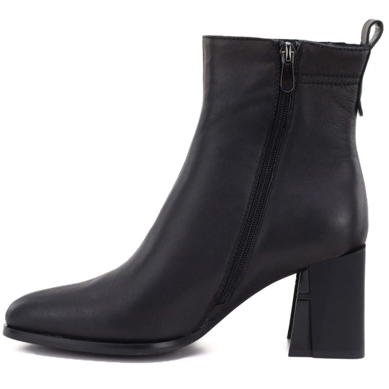 Black Leather Heeled Ankle Boots for Women Vinceza 86449
