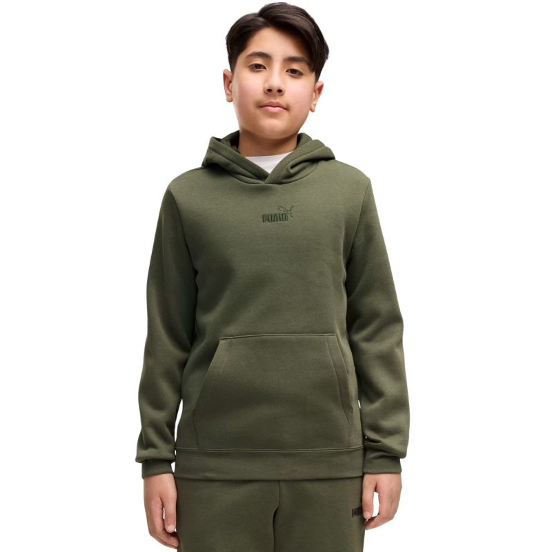 Puma ESS Small No. 1 Logo Centered Hoodie for Kids Khaki 692976 86